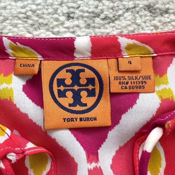 Tory Burch Silk Printed Blouse Size 4 - Picture 7 of 10